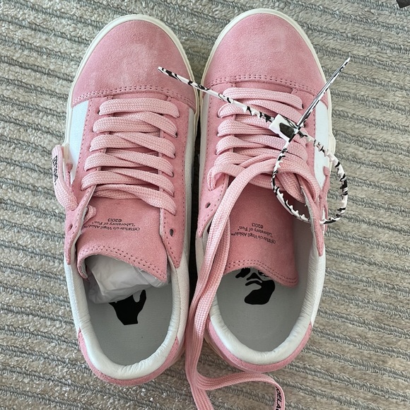 Off white pink suede shoes
